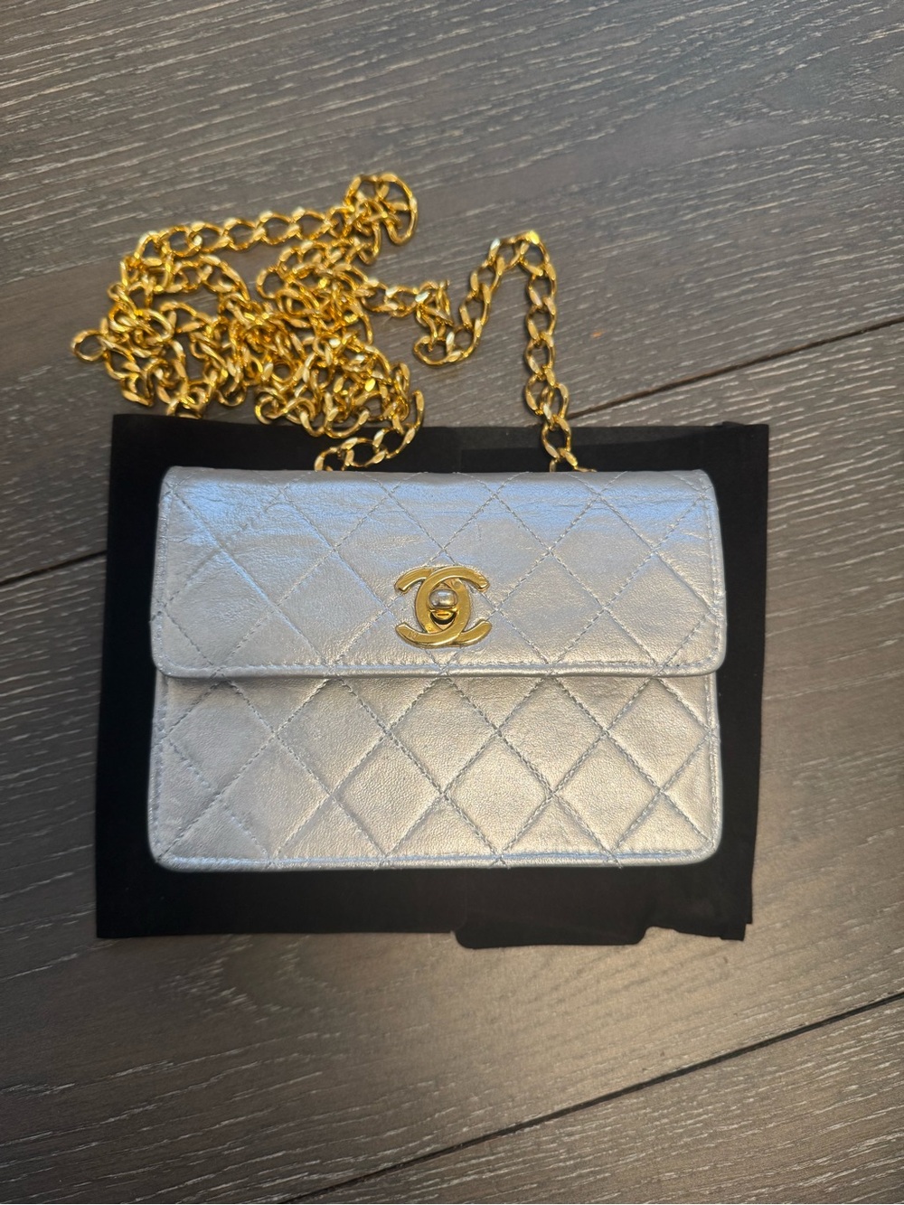Chanel Rare Vintage Silver Minaudière Mini Square CC Flap Bag
